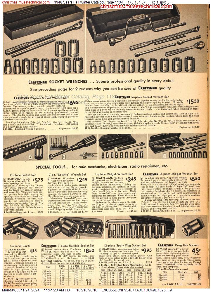 1948 Sears Fall Winter Catalog, Page 1134