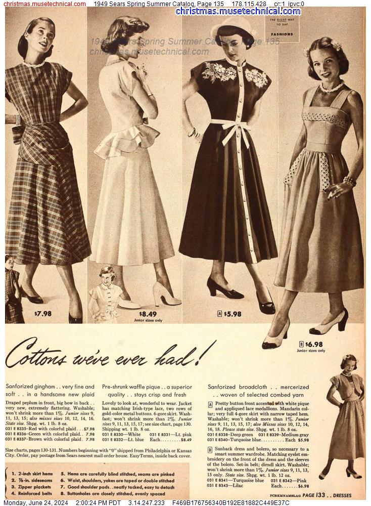 1949 Sears Spring Summer Catalog, Page 135