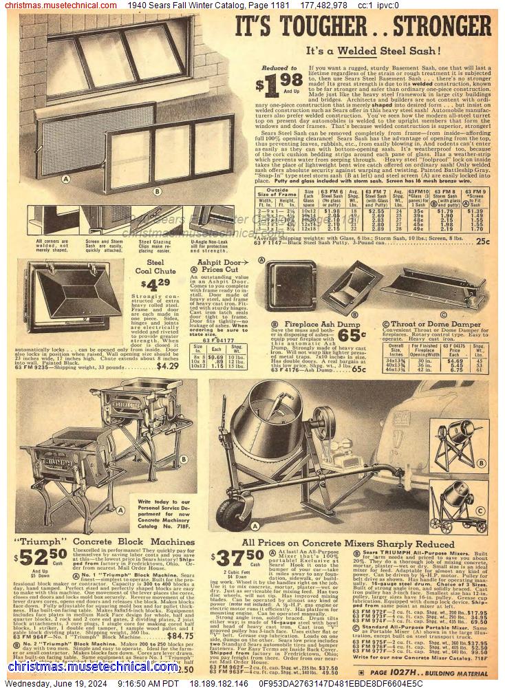 1940 Sears Fall Winter Catalog, Page 1181