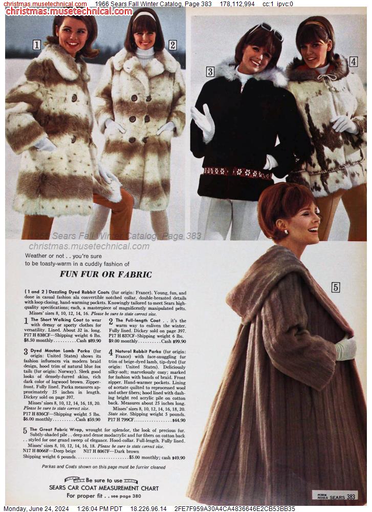 1966 Sears Fall Winter Catalog, Page 383