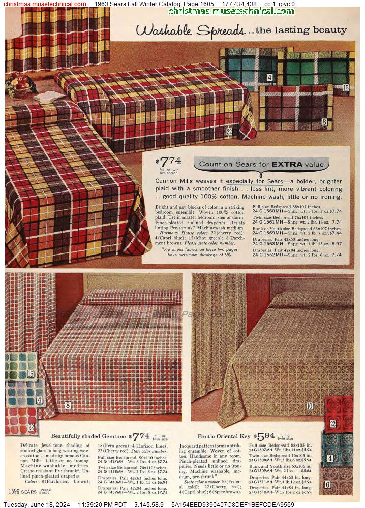 1963 Sears Fall Winter Catalog, Page 1605