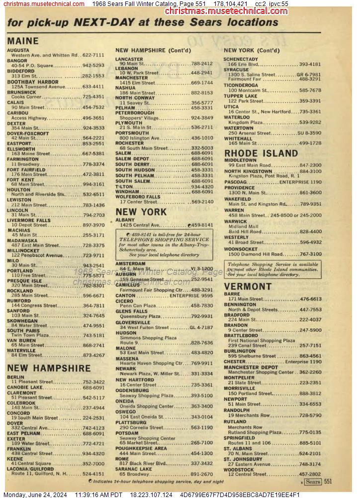 1968 Sears Fall Winter Catalog, Page 551