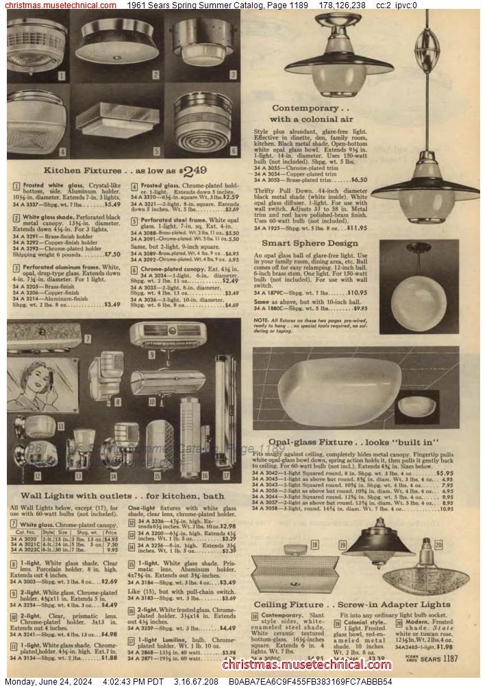1961 Sears Spring Summer Catalog, Page 1189