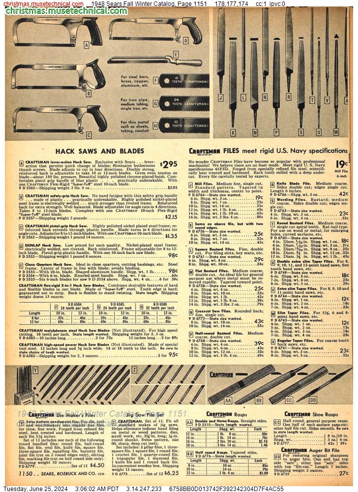 1948 Sears Fall Winter Catalog, Page 1151