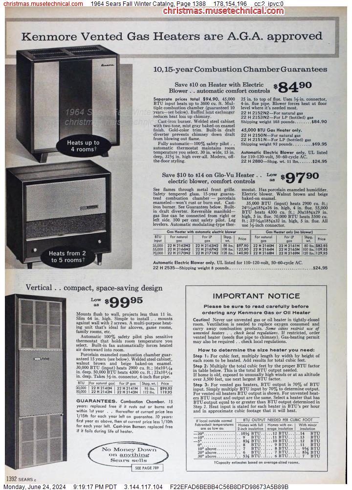 1964 Sears Fall Winter Catalog, Page 1388