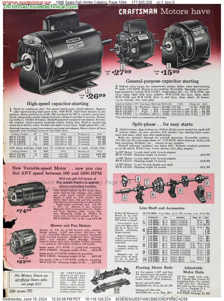 1966 Sears Fall Winter Catalog, Page 1094