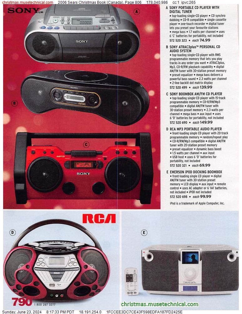 2006 Sears Christmas Book (Canada), Page 806