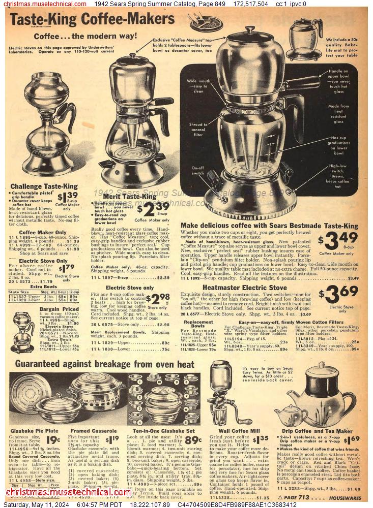 1942 Sears Spring Summer Catalog, Page 849