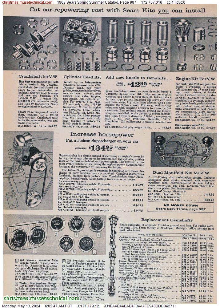 1963 Sears Spring Summer Catalog, Page 987
