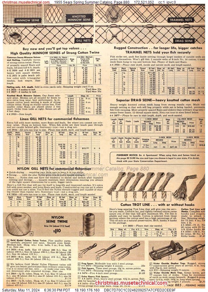 1955 Sears Spring Summer Catalog, Page 880