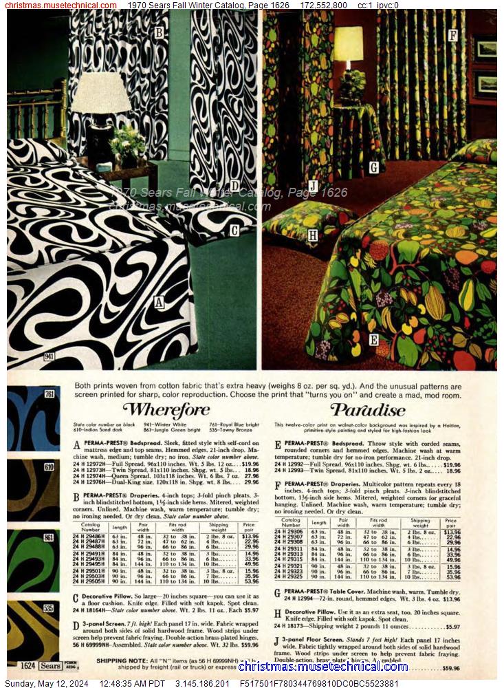 1970 Sears Fall Winter Catalog, Page 1626