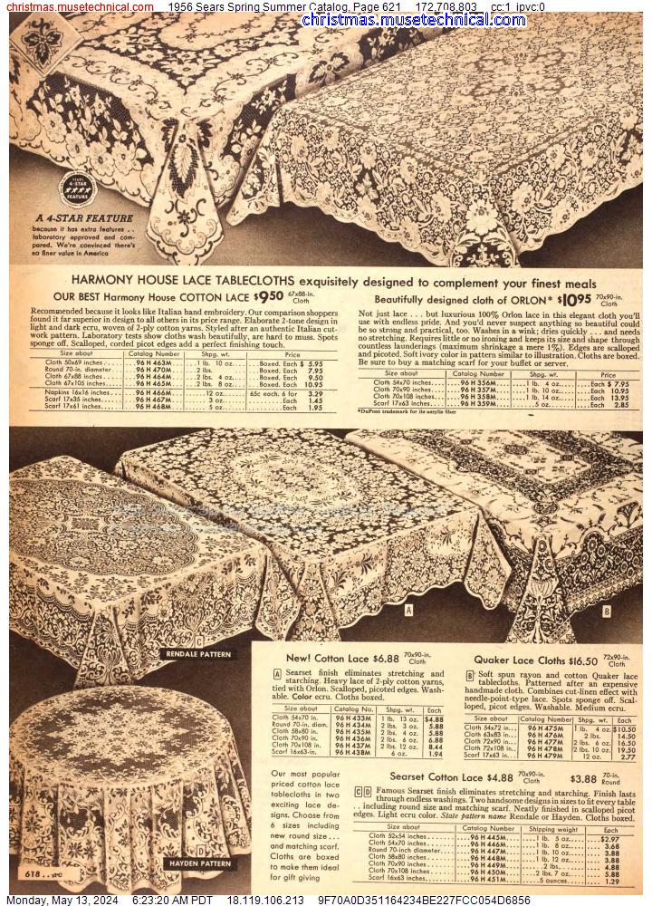 1956 Sears Spring Summer Catalog, Page 621