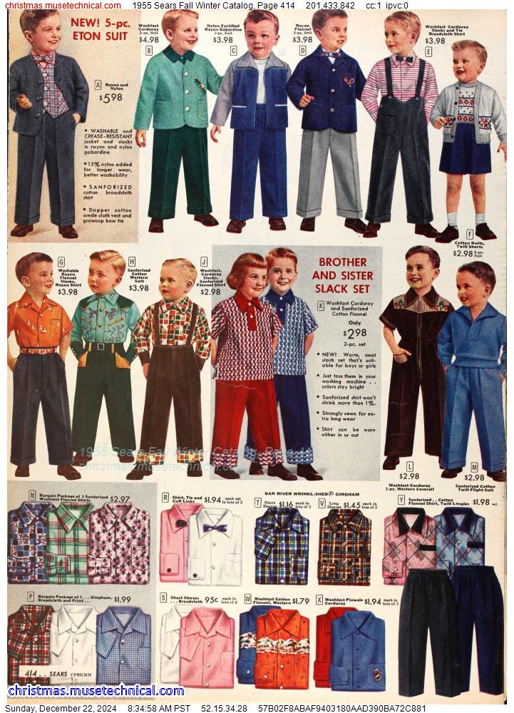 1955 Sears Fall Winter Catalog, Page 414