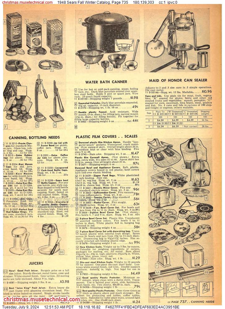 1948 Sears Fall Winter Catalog, Page 735