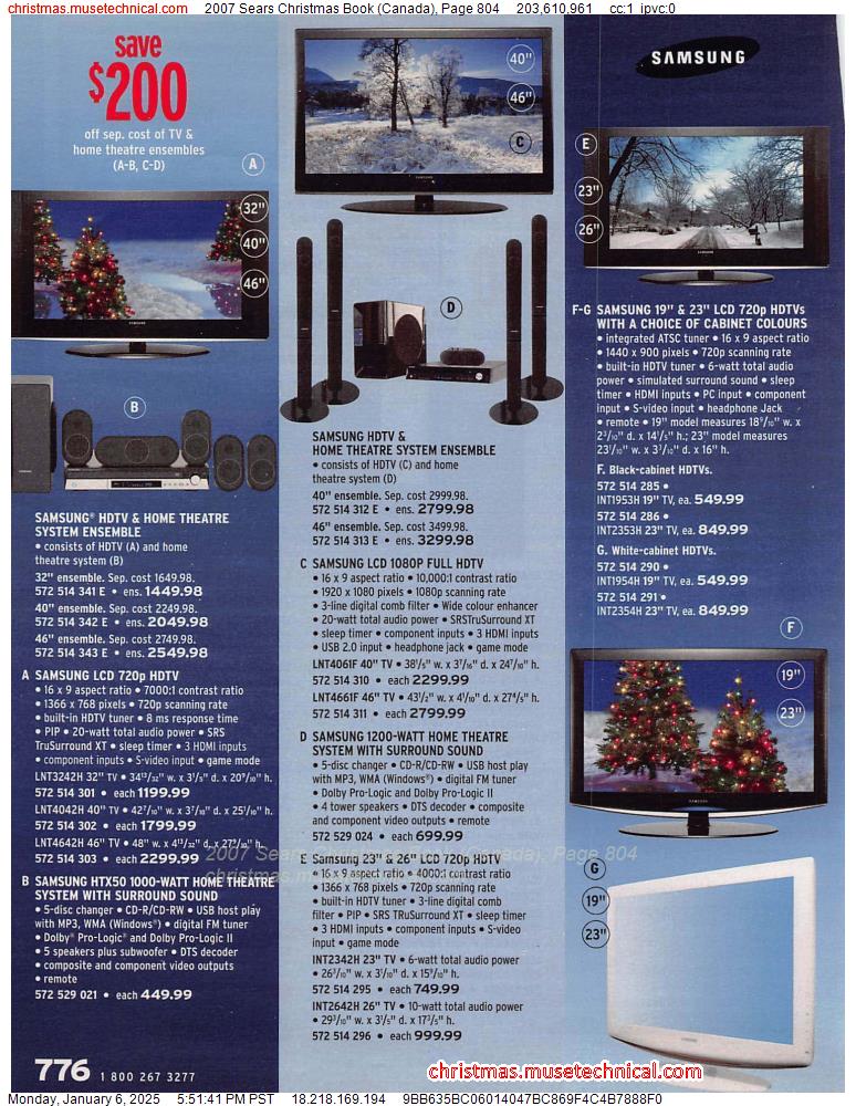 2007 Sears Christmas Book (Canada), Page 804