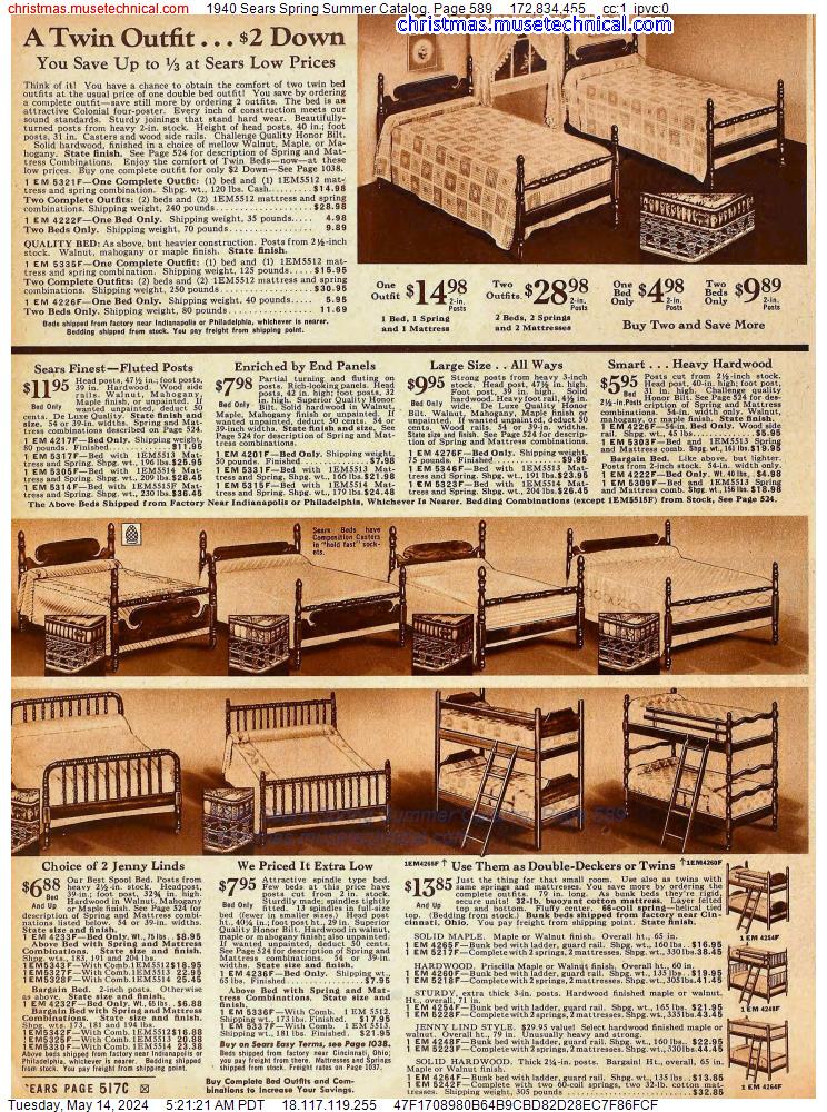 1940 Sears Spring Summer Catalog, Page 589