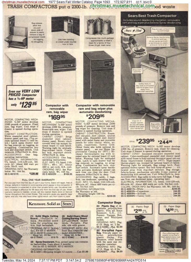 1977 Sears Fall Winter Catalog, Page 1093