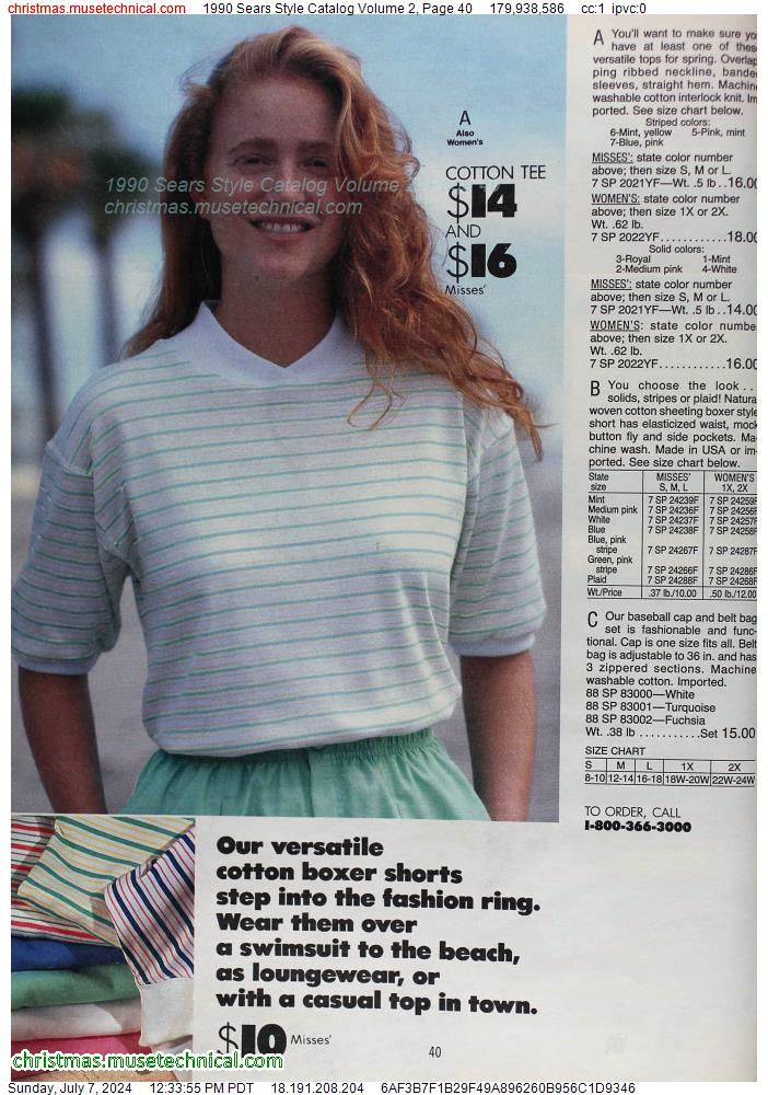 1990 Sears Style Catalog Volume 2, Page 40
