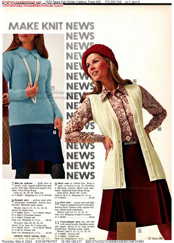 1970 Sears Fall Winter Catalog, Page 265