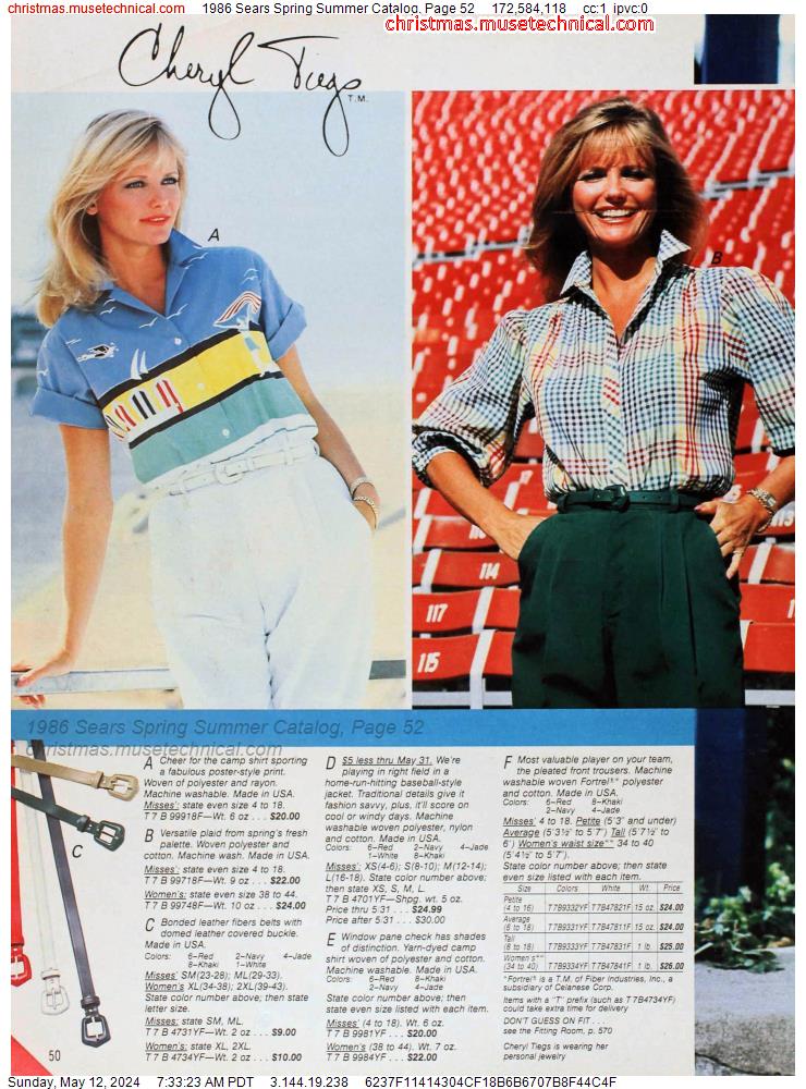 1986 Sears Spring Summer Catalog, Page 52