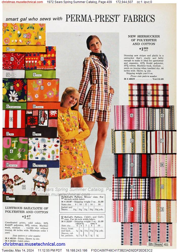 1972 Sears Spring Summer Catalog, Page 409