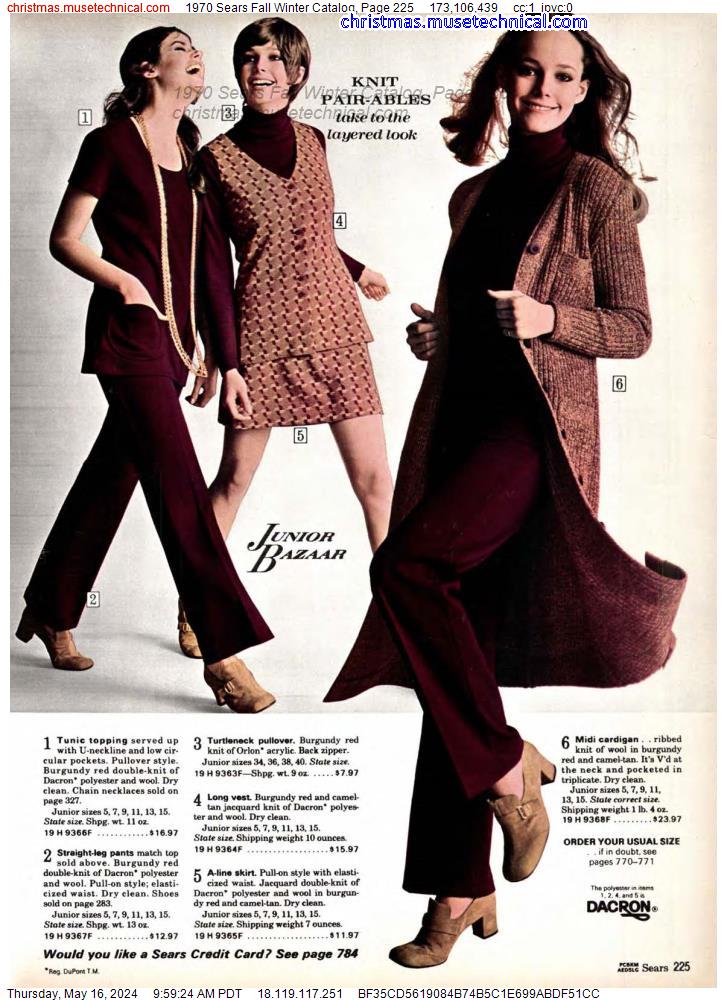 1970 Sears Fall Winter Catalog, Page 225