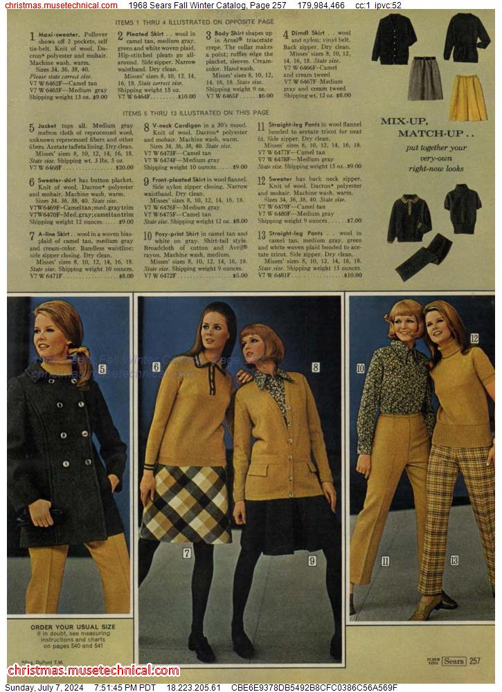 1968 Sears Fall Winter Catalog, Page 257