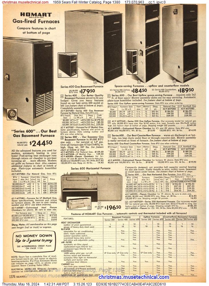 1959 Sears Fall Winter Catalog, Page 1380