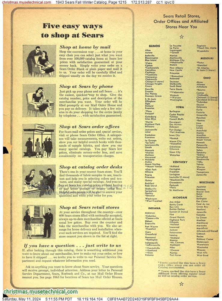 1943 Sears Fall Winter Catalog, Page 1215