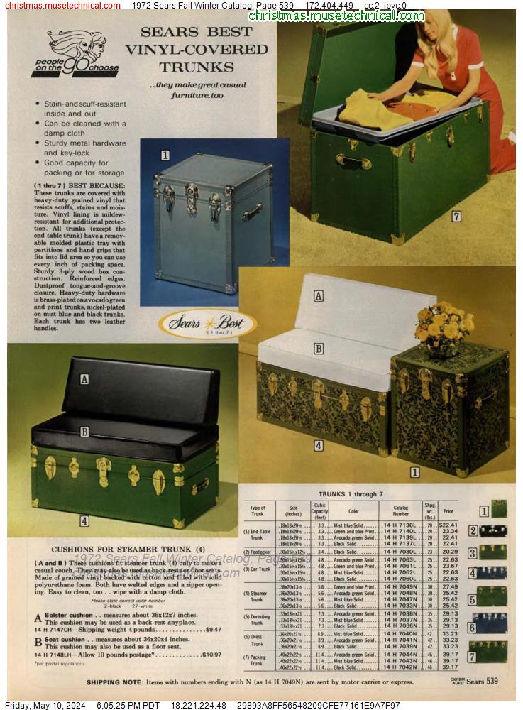 1972 Sears Fall Winter Catalog, Page 539