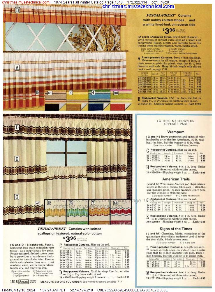 1974 Sears Fall Winter Catalog, Page 1518