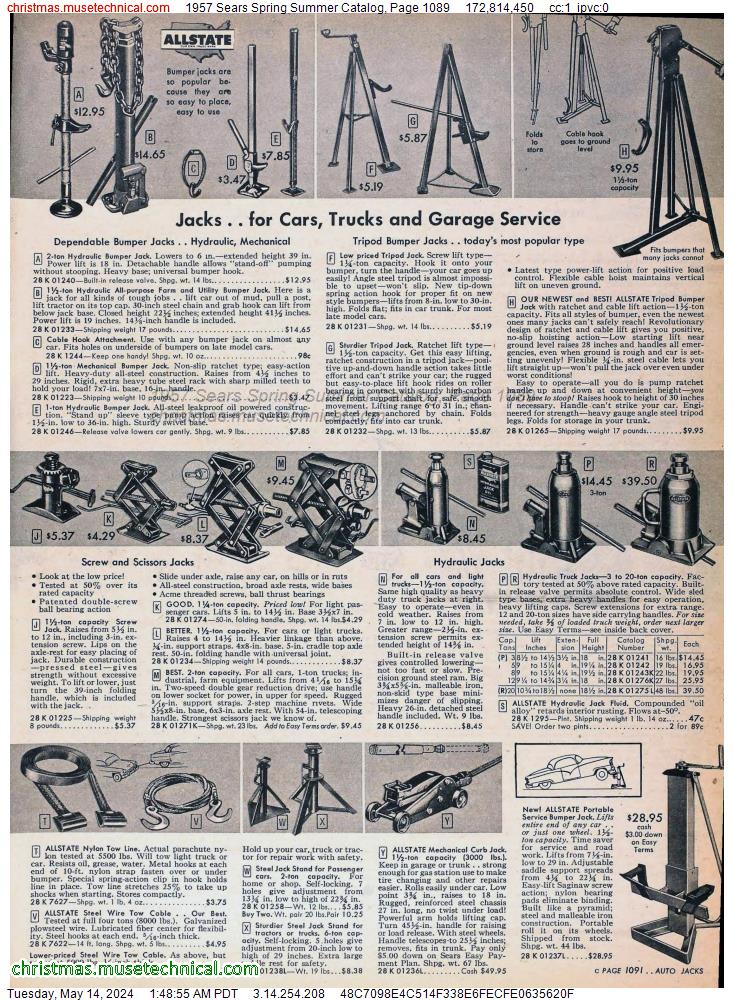 1957 Sears Spring Summer Catalog, Page 1089