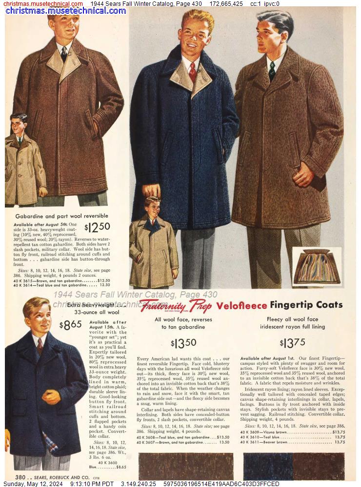 1944 Sears Fall Winter Catalog, Page 430