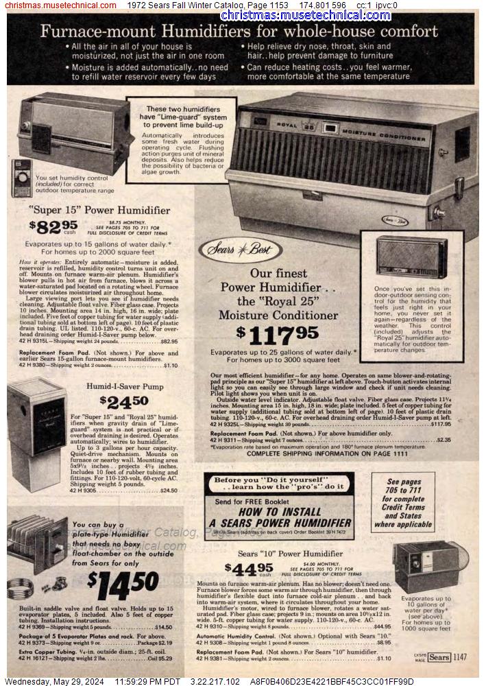 1972 Sears Fall Winter Catalog, Page 1153