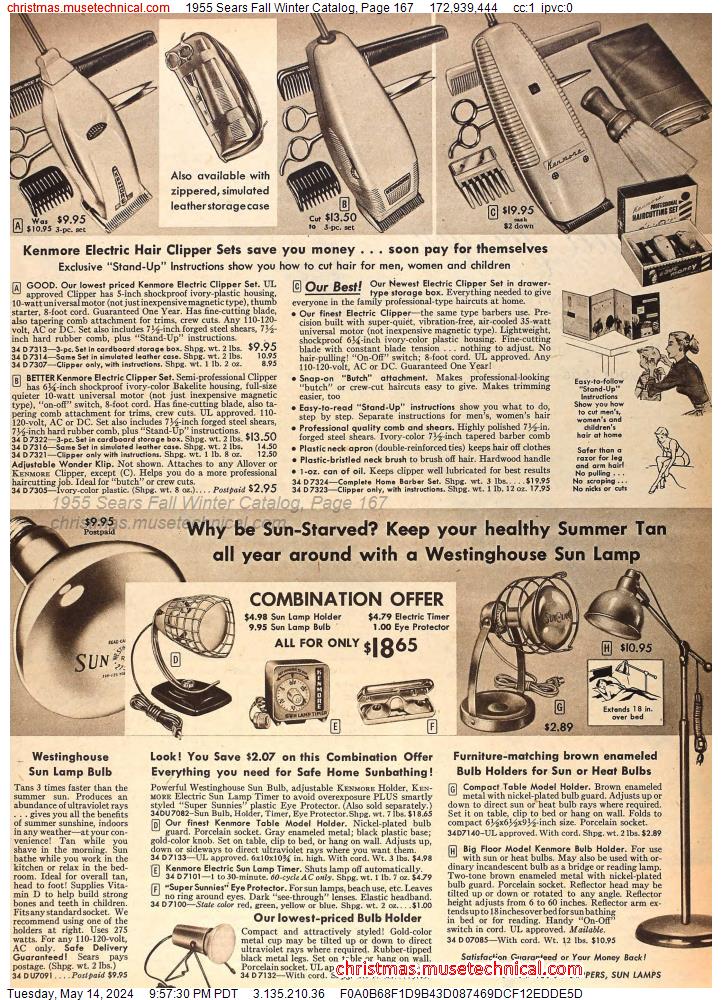 1955 Sears Fall Winter Catalog, Page 167
