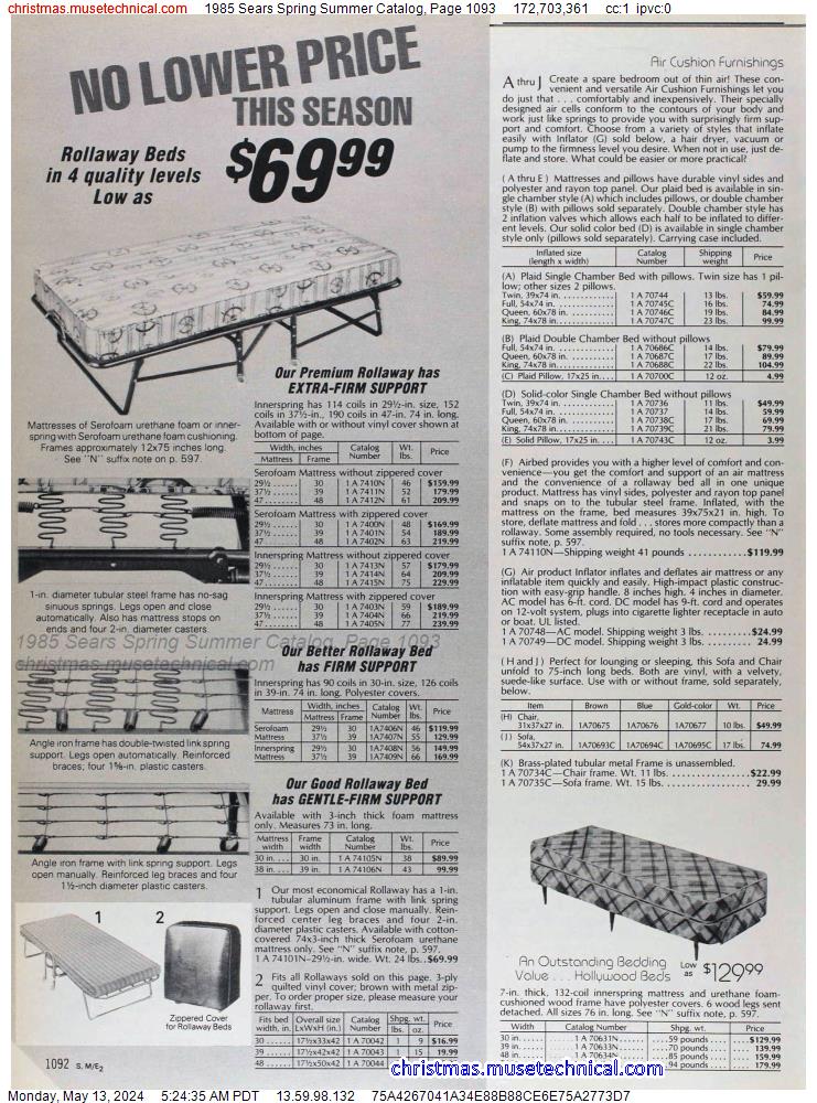 1985 Sears Spring Summer Catalog, Page 1093