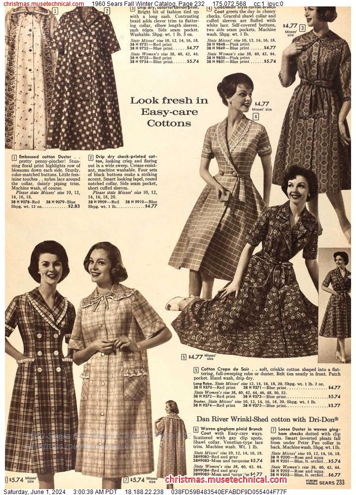 1960 Sears Fall Winter Catalog, Page 232
