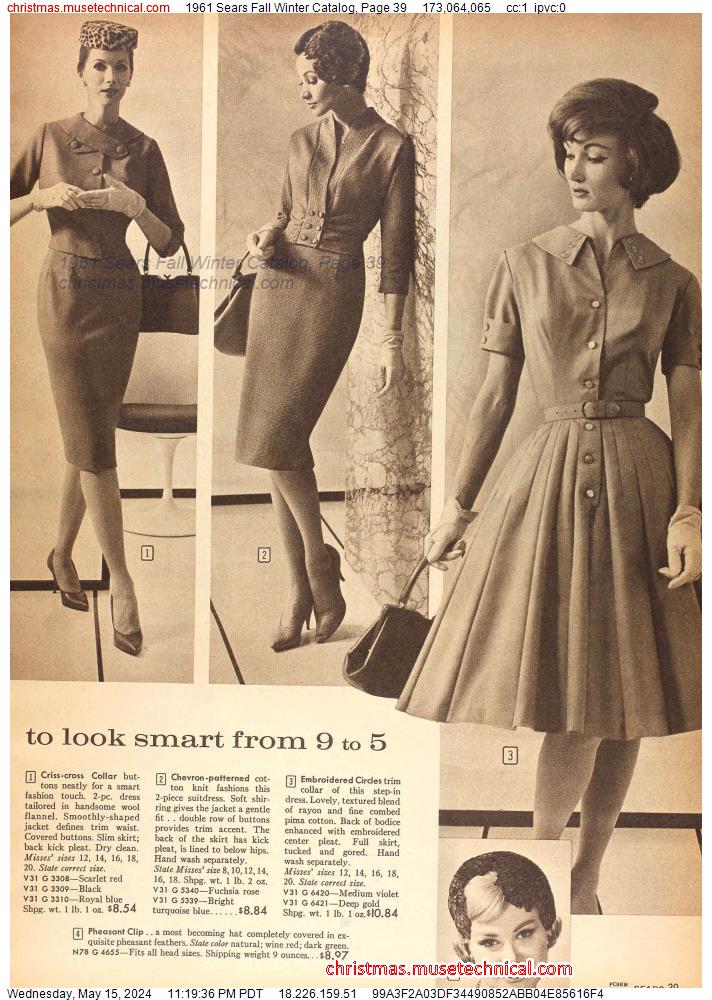 1961 Sears Fall Winter Catalog, Page 39