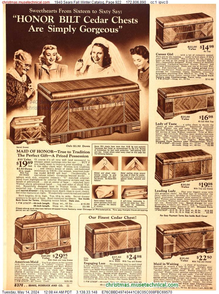 1940 Sears Fall Winter Catalog, Page 922