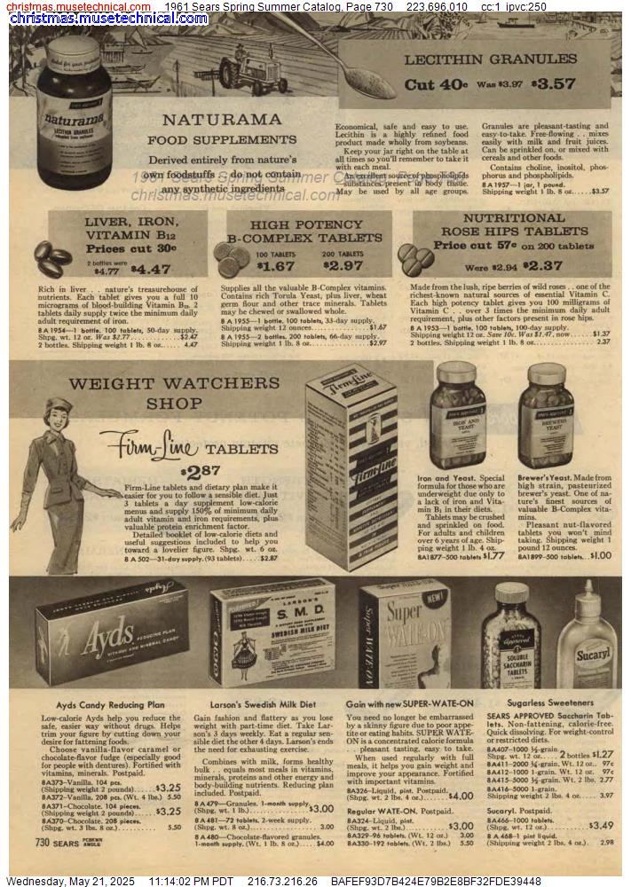 1961 Sears Spring Summer Catalog, Page 730