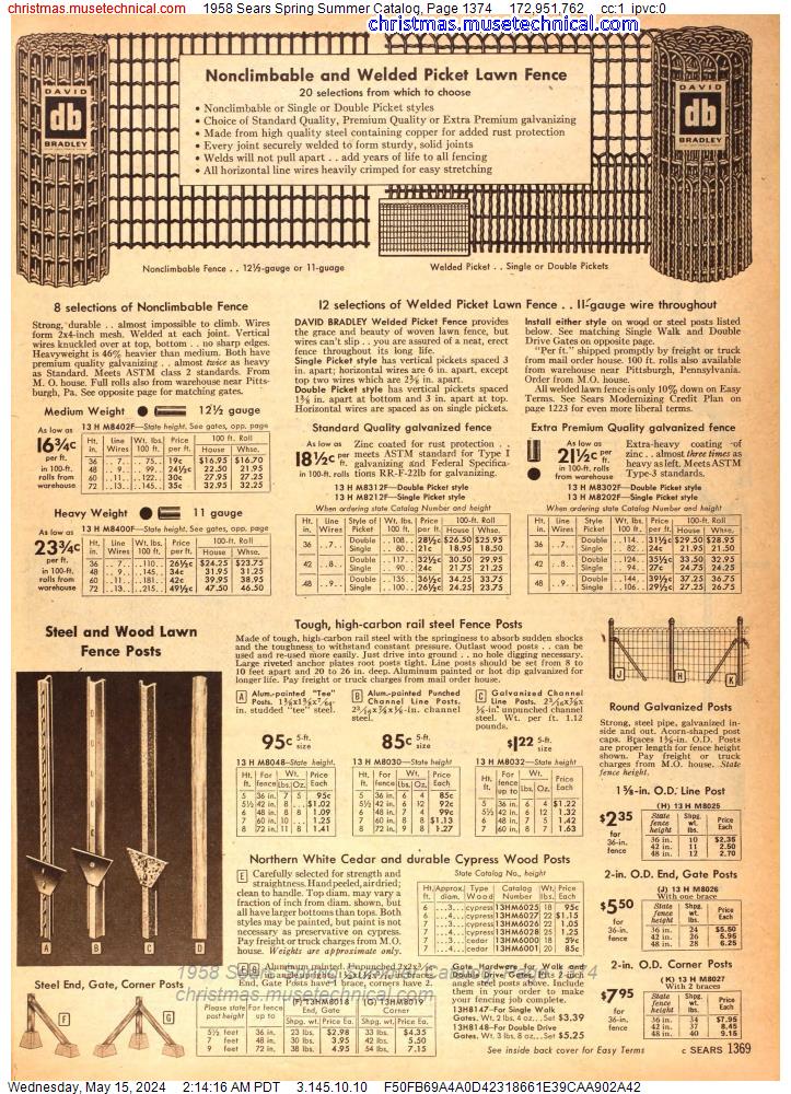 1958 Sears Spring Summer Catalog, Page 1374