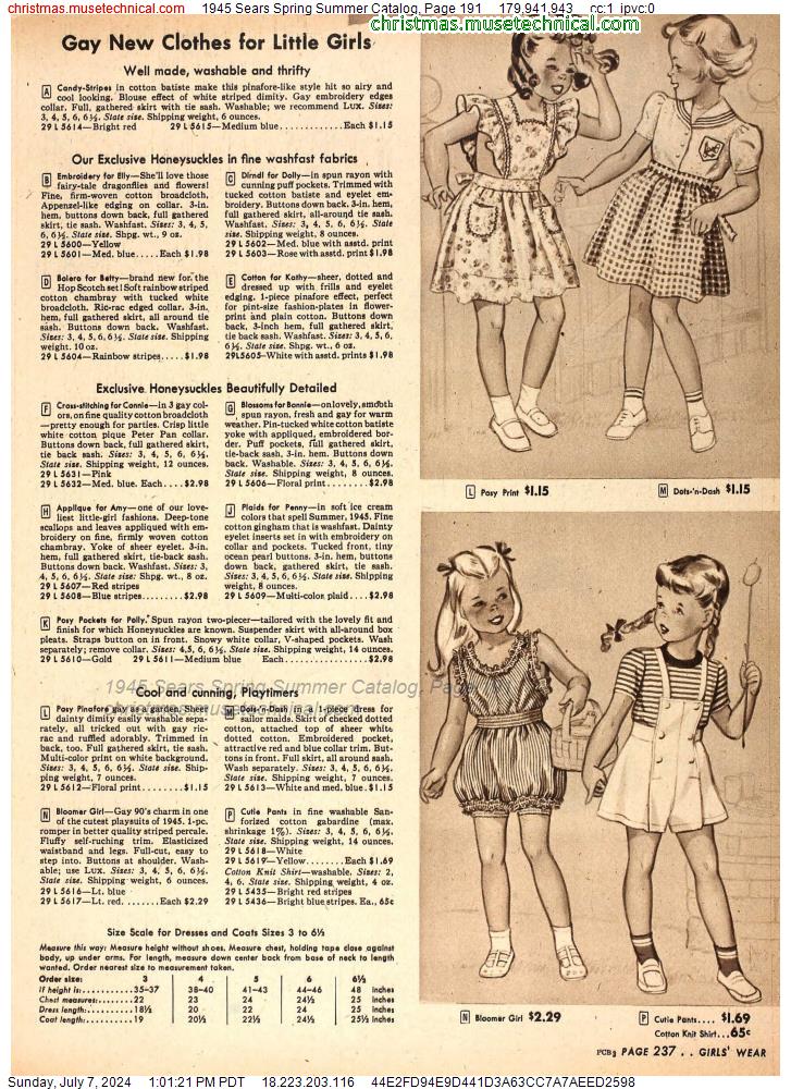1945 Sears Spring Summer Catalog, Page 191