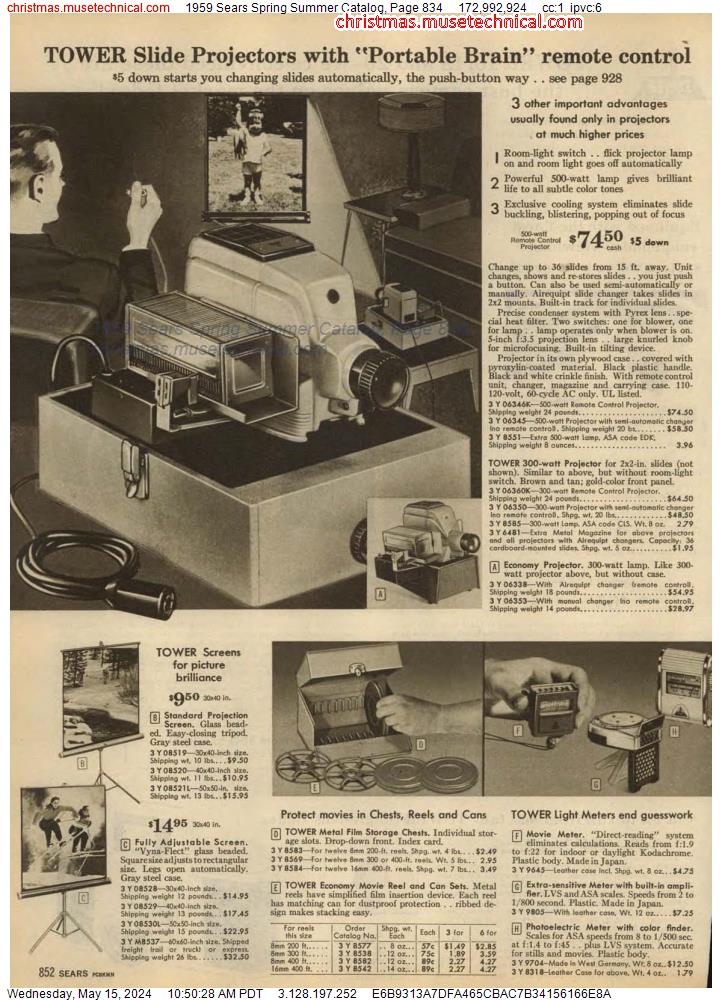 1959 Sears Spring Summer Catalog, Page 834