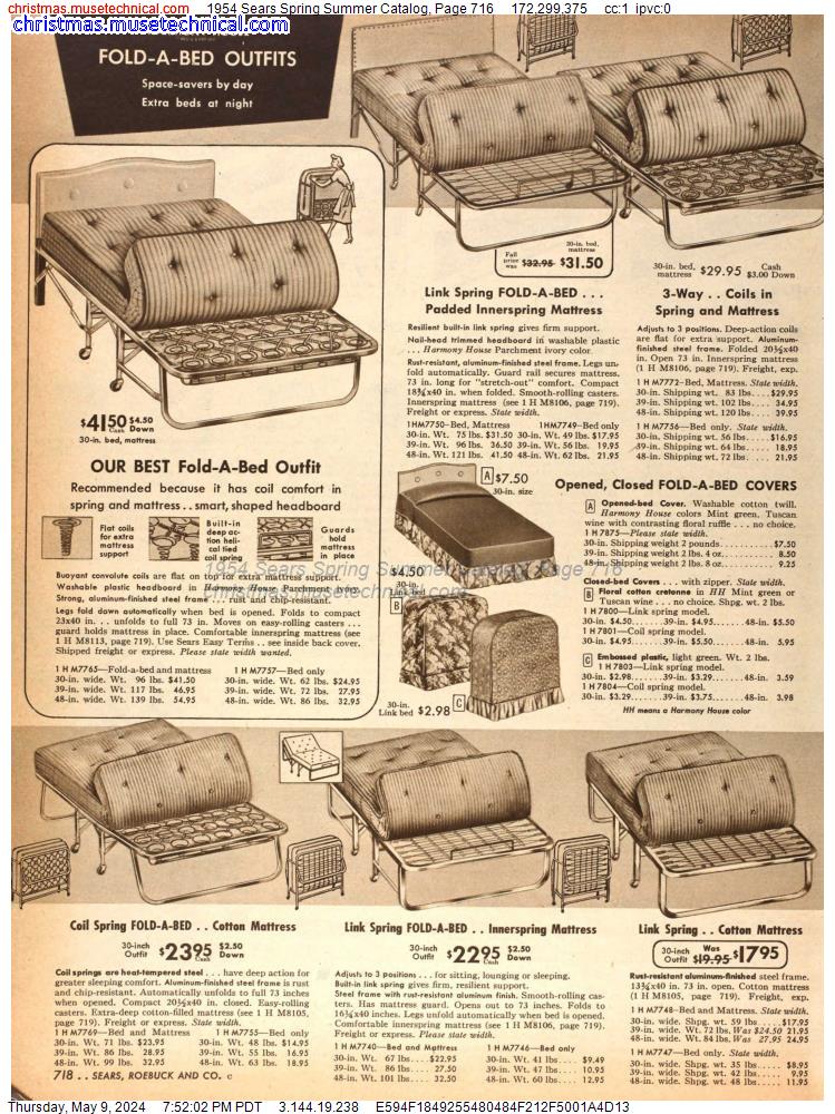 1954 Sears Spring Summer Catalog, Page 716