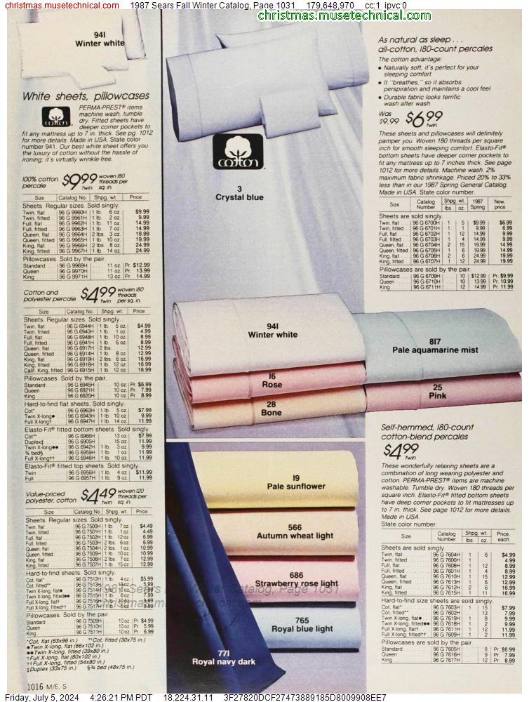 1987 Sears Fall Winter Catalog, Page 1031