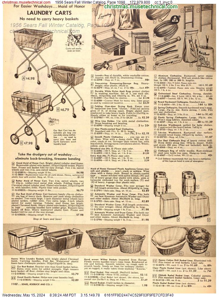 1956 Sears Fall Winter Catalog, Page 1098