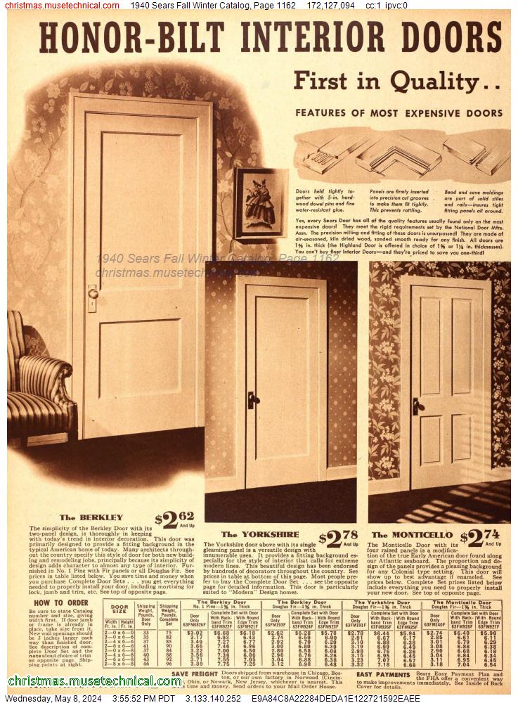 1940 Sears Fall Winter Catalog, Page 1162
