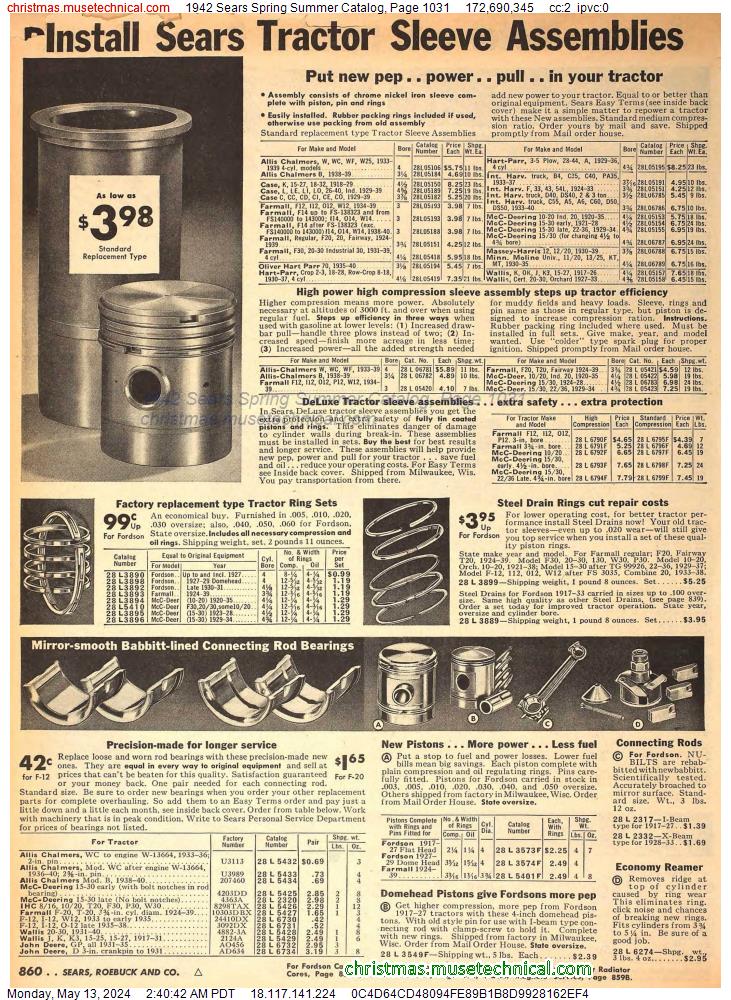 1942 Sears Spring Summer Catalog, Page 1031