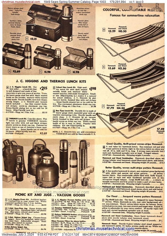 1949 Sears Spring Summer Catalog, Page 1003
