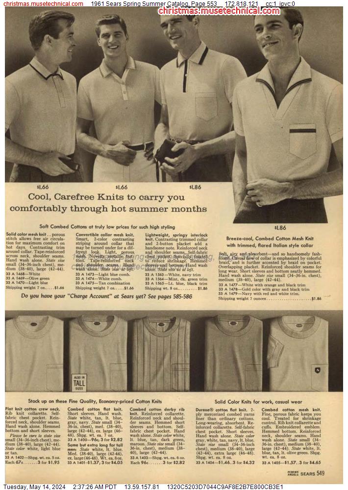 1961 Sears Spring Summer Catalog, Page 553